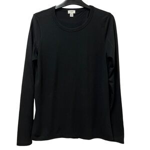 J. Crew Black Long Sleeve Split Back Top Size Medium